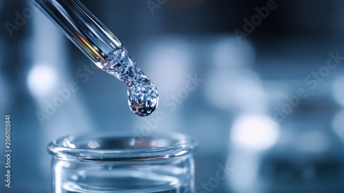 Clear drop of water from a pipette