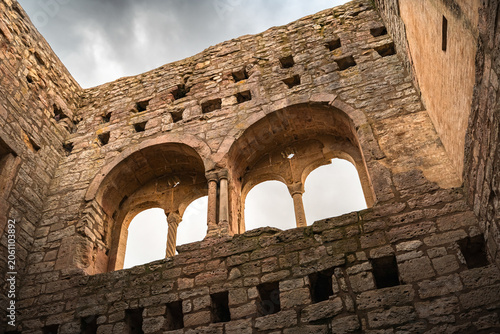 Medieval Stone Arches Inside Castle Ruins