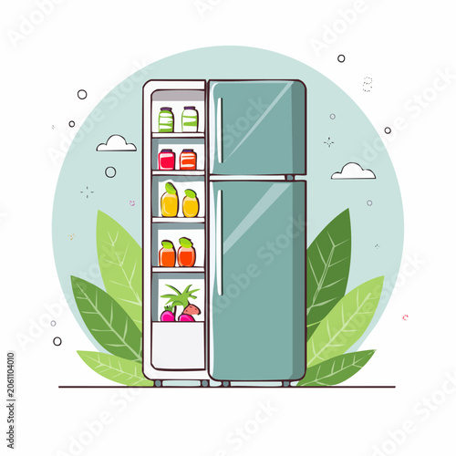 Open Refrigerator Full of Food and Drinks
