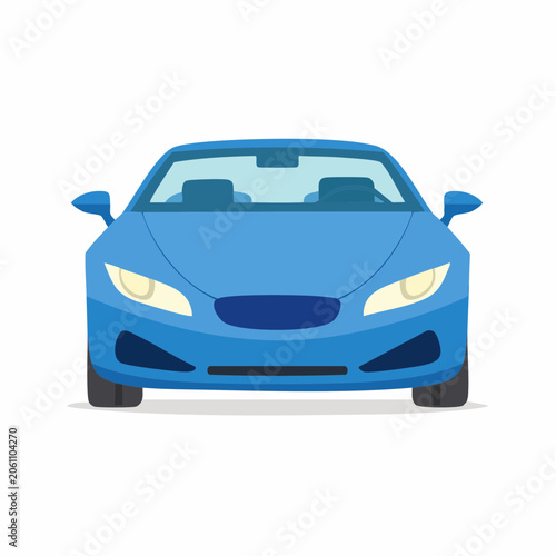 Blue Sports Car Front View Illustration
