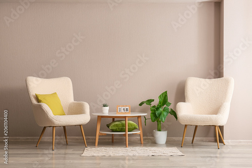 Cozy living room interior w...