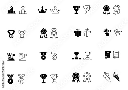 Obraz na plátně Victory Reward Achievement Icon Collection on Transparent Background