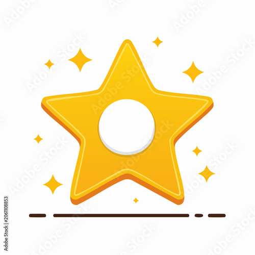 Golden Star with Sparkles and White Circle