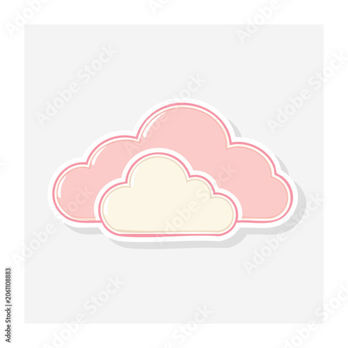 Pink and white cloud icon on transparent background