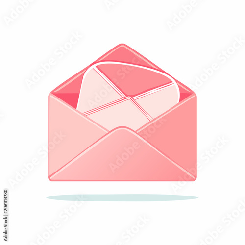 Pink Open Envelope with Letters Inside
