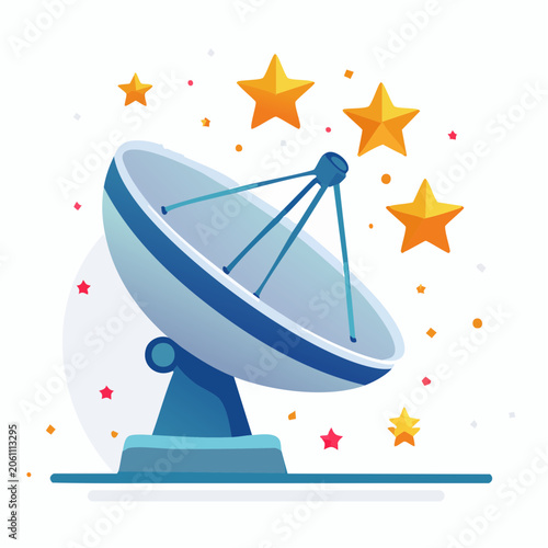 Satellite Dish Receiving Signals from Stars
