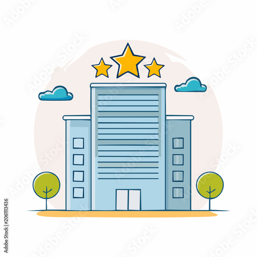 Three Star Hotel Building Icon