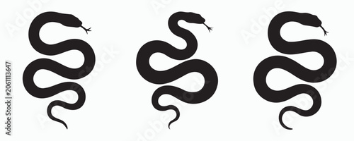 Bild auf Leinwand Snake silhouette isolated on light background, elegant reptile illustration with coiled body and forked tongue, ideal for wildlife, nature, mythology, and zoology themes