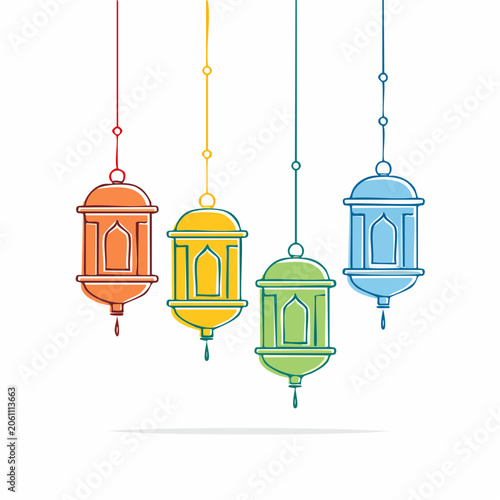 Colorful Ramadan Lanterns Illustration