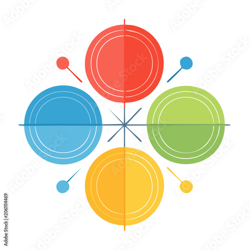 Abstract geometric pattern with colorful circles and lines