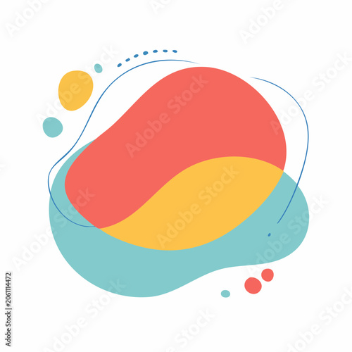 Abstract Organic Shapes with Blue Lines and Dots