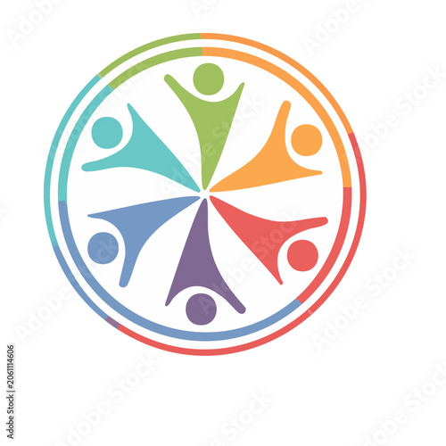 Colorful people circle icon representing teamwork and community