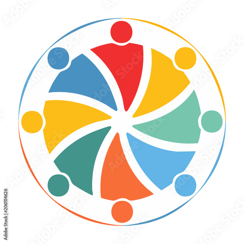 Colorful people circle icon representing teamwork and community