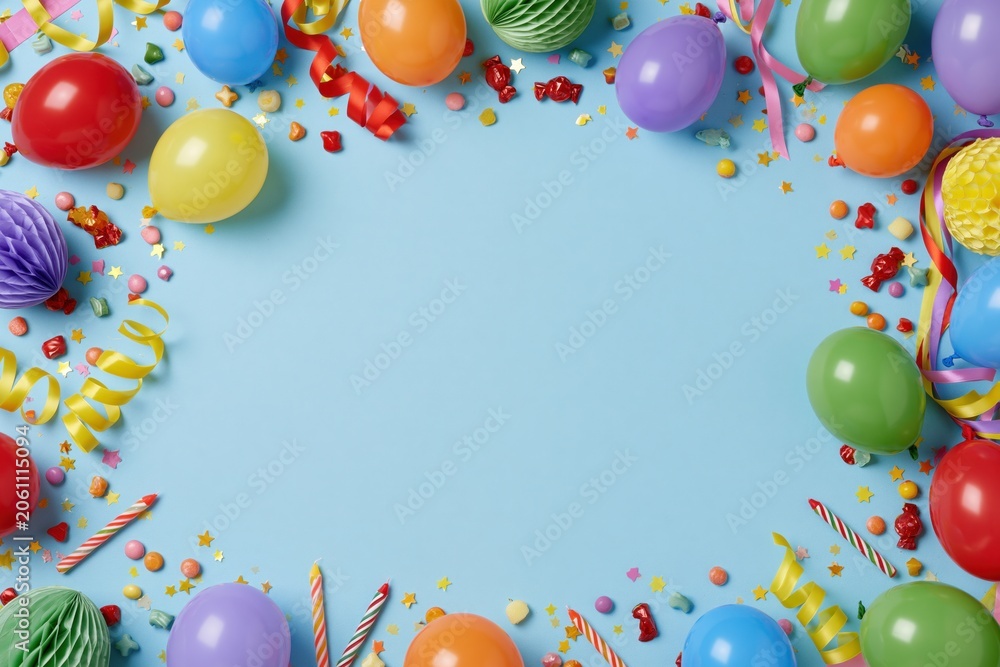 Obraz premium The Balloons Celebration Frame for Bright Colorful Party Background Scene