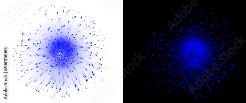 Quadro su tela Abstract blue fiber optic light burst, glowing digital network connection on whi