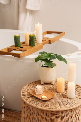 Interior of bathroom with b...