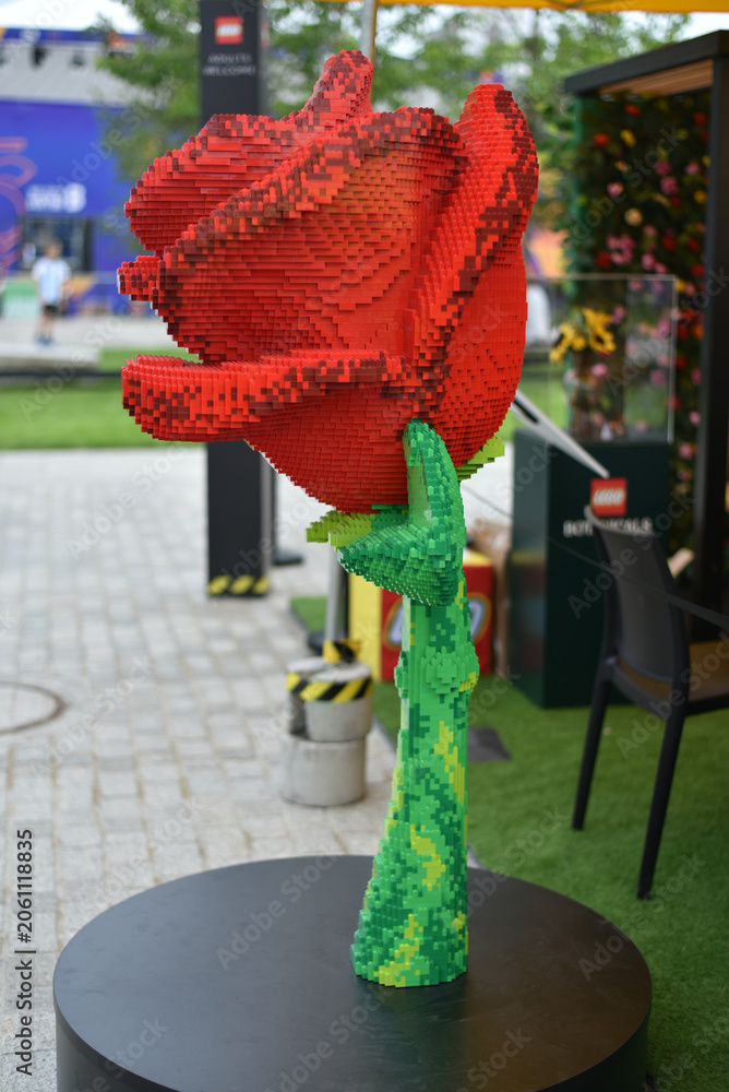 Naklejka premium A big rose made of Lego