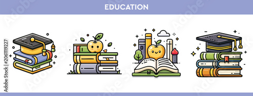 Professional Set of Stylized Education and Academic Icons