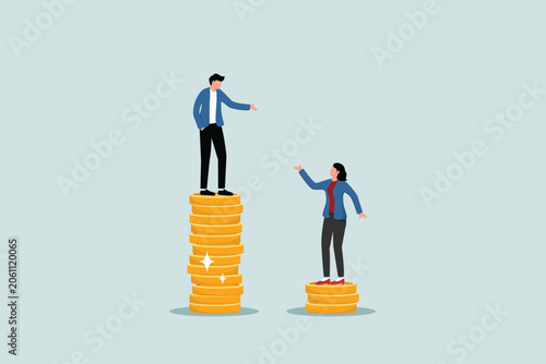 Принти на полотні Inequality of wages, salaries or income between men and women, issues about the concept of gender diversification, entrepreneurs who earn much higher, women who earn lower