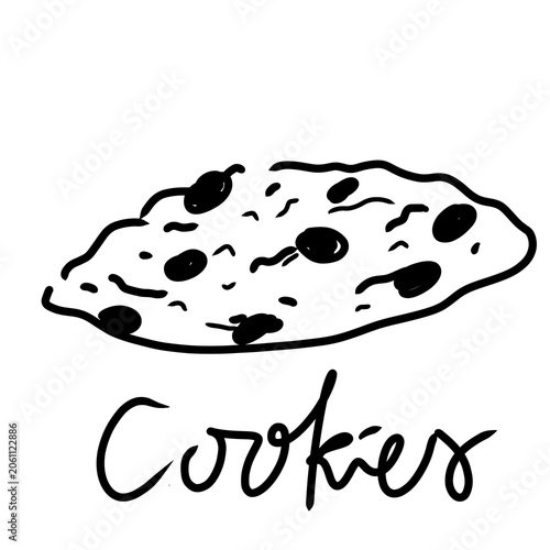 Hand Drawn Chocolate Chip Cookie Doodle Illustration
