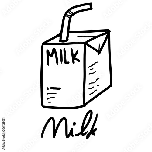 Hand Drawn Milk Carton Doodle Food Icon Illustration