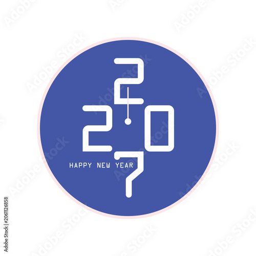Countdown Clock Celebration for New Year 2027 with Happy Greeting in Blue Glow Style