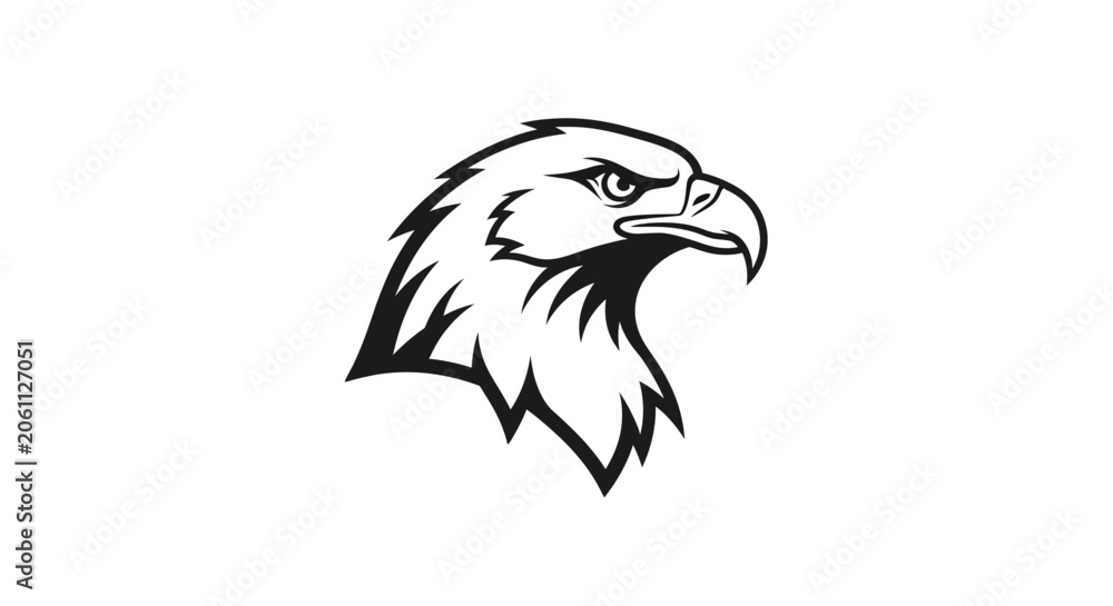 Fototapeta premium Bold Eagle Head Silhouette Vector Art, Majestic Bird of Prey Emblem