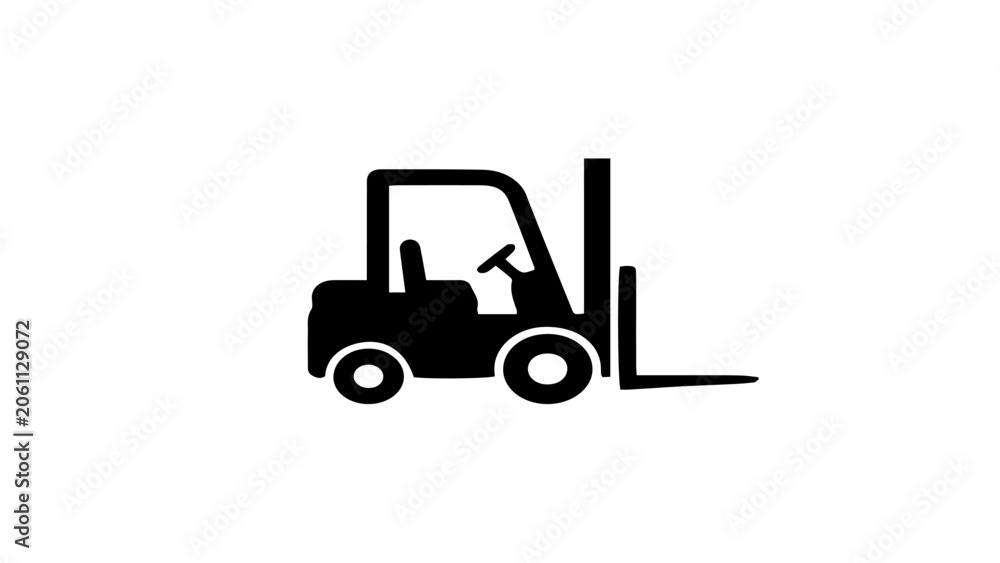 Naklejka premium Forklift, Industrial Forklift, Warehouse Forklift, Black Forklift Icon