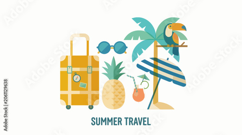 Modern Flat Vector Illustration Summer Travel Concept Professional Graphic Resource