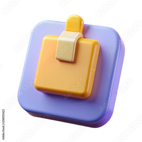 3D Sticky Note Icon with Clip on Base during Studio Lighting Isolated on transparent background