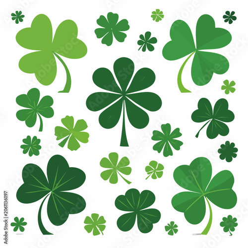 Green Clover and Shamrock Pattern