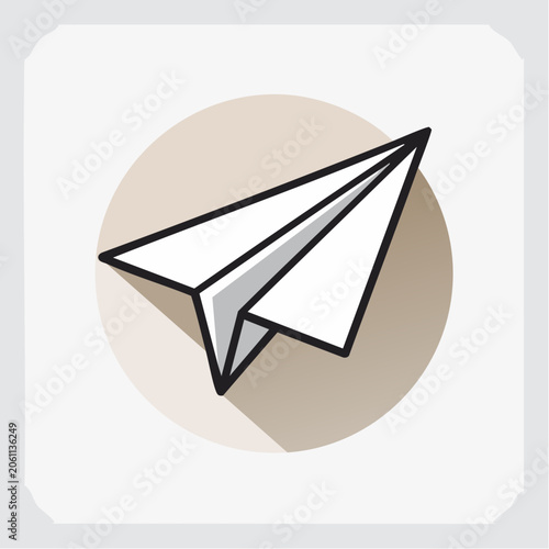 Paper airplane icon with shadow