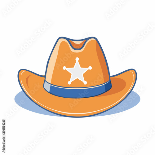 Orange Cowboy Hat with Sheriff Star Emblem