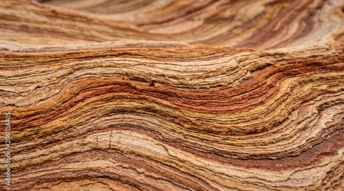 Close Up of Natural Layered Sandstone with Detailed Sedimentary Strata Patterns