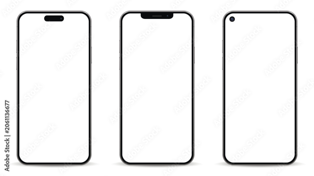 Fototapeta premium Modern smartphone set isolated on white background