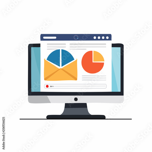 Computer Screen Displaying Email and Analytics Data