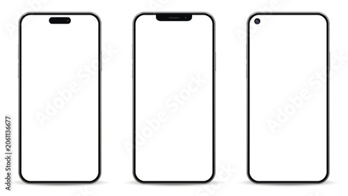Modern smartphone set isolated on white background