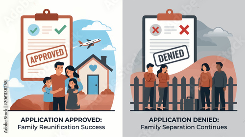 Картината върху платно Flat Design Illustration: Approved Family Reunification vs