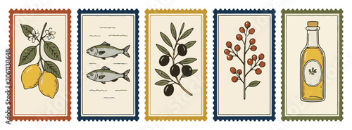 Obraz na plátně Sicilian Lemon Wall Art Collection in Minimal Cross Stitch Style