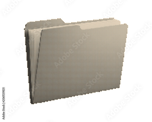 Vintage retro halftone file folder with circle dots pattern design isolated on white background