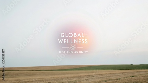 Tranquil Landscape with Inspirational Global Wellness Message for Mindfulness and Healing in Natural Serenity
