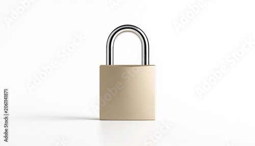 Close-Up Silver and Beige Padlock Isolated on White Background V3