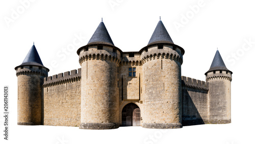 Принти на полотні Medieval stone castle with conical towers and crenellated walls
