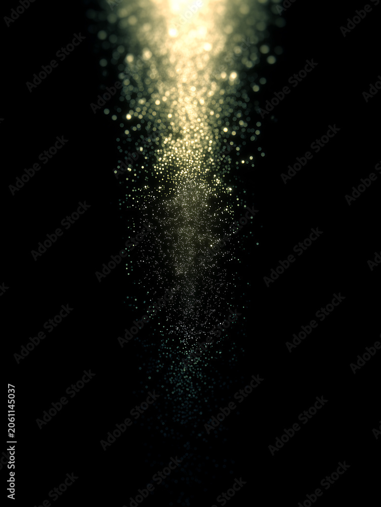 Obraz premium Shimmering Gold Particle Stream. Glowing Glitter Dust Background. Elegant Light Effect