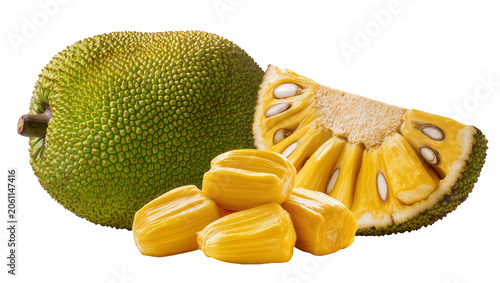 Bild auf Leinwand Whole jackfruit with cut slice and segments