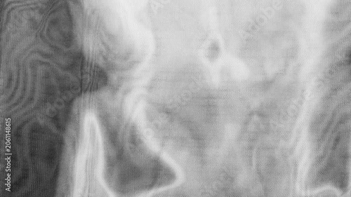 monochrome metallic mesh fabric ripples under dynamic studio light creating abstract waves of silver moire texture