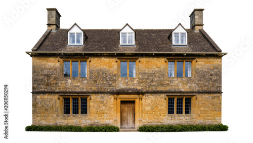 Fotografia Stone country house with dormer windows and chimney