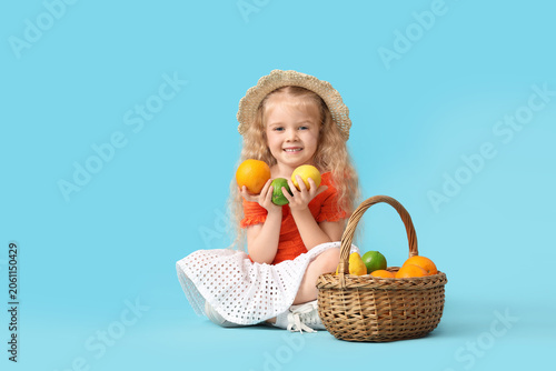 Adorable little girl with b...