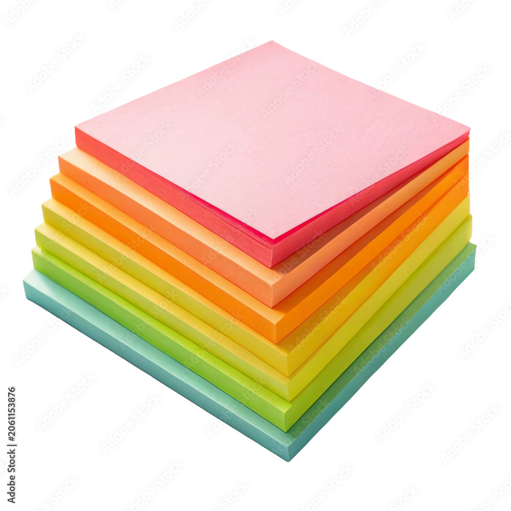 Fototapeta premium Colorful sticky notes stack isolated for planning and reminders