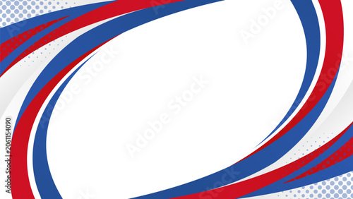 Foto Abstract blue, red and white curved background with halftone, modern frame wallp